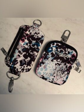 Baggallini On the Go Mini Pouch and Link pouch Black, Pink, Blue & White Pattern